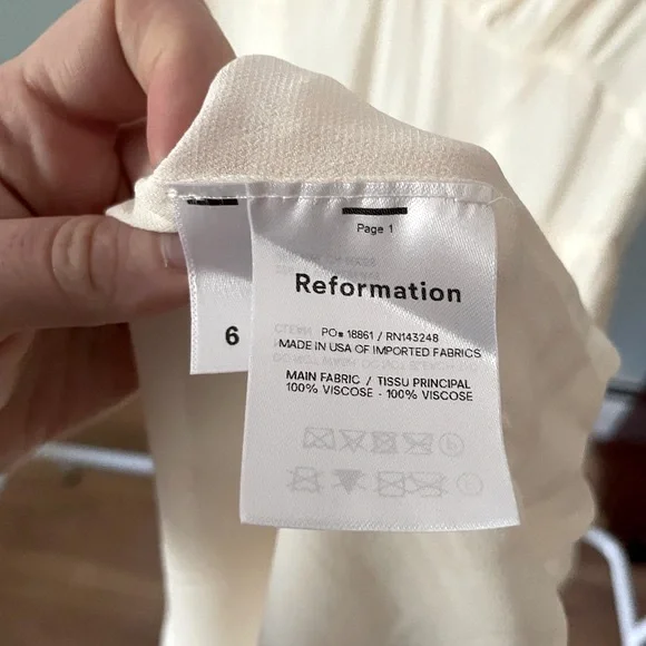 Reformation Daylight Dress in Ivory Bridal NWT 6